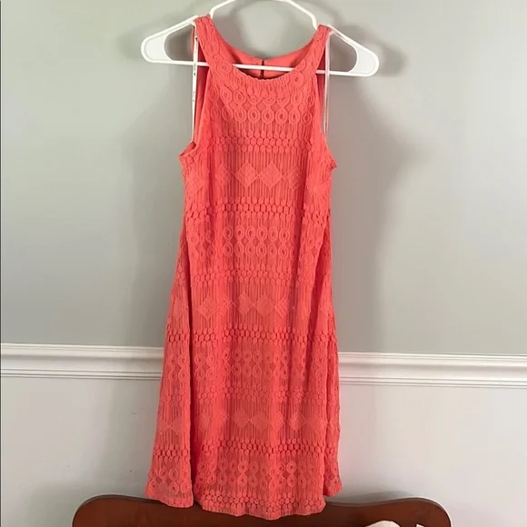 Roxberi Dresses | Coral Lace Sleeveless Dress | Color: Pink | Size: L | Bftgirljen's Closet